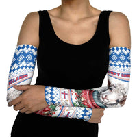 Faroe Islands Christmas Arm Sleeves Cute Faroese Sheep Xmas Patterns - Wonder Print Shop