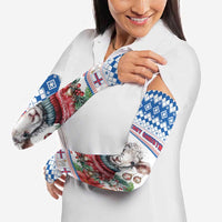 Faroe Islands Christmas Arm Sleeves Cute Faroese Sheep Xmas Patterns - Wonder Print Shop