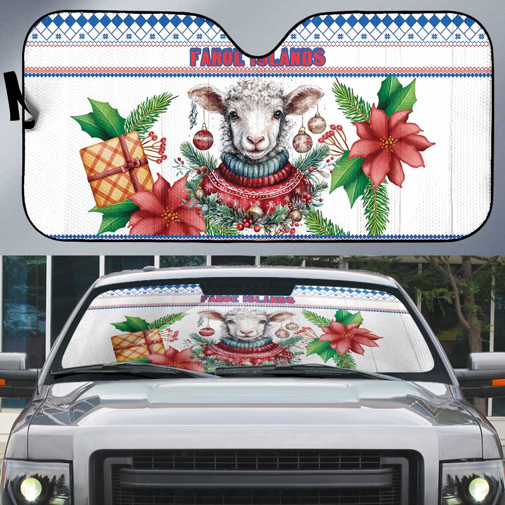 Faroe Islands Christmas Auto Sun Shade Cute Faroese Sheep Xmas Patterns - Wonder Print Shop