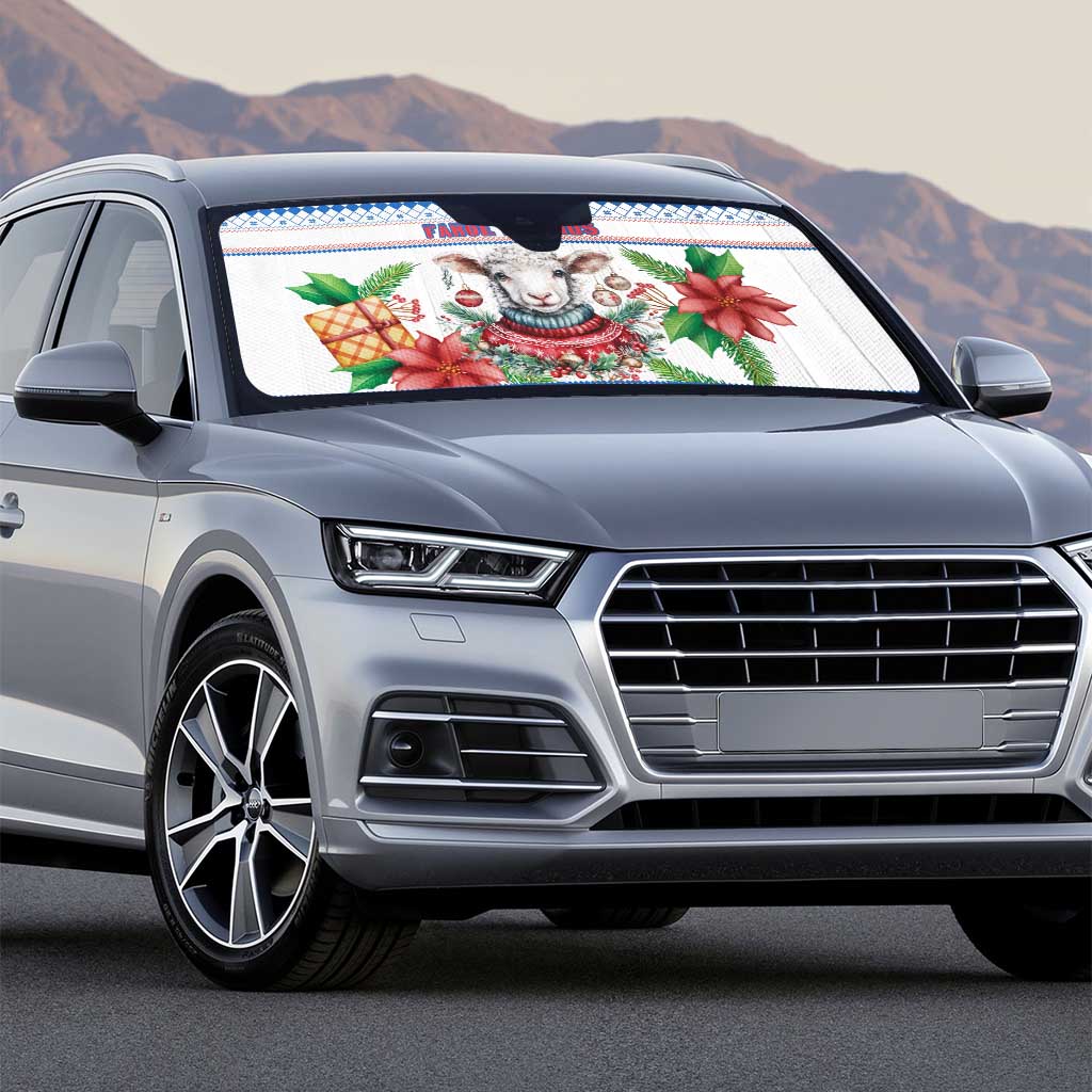 Faroe Islands Christmas Auto Sun Shade Cute Faroese Sheep Xmas Patterns - Wonder Print Shop