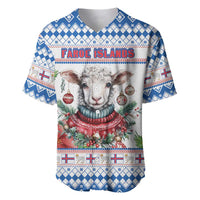 Faroe Islands Christmas Baseball Jersey Cute Faroese Sheep Xmas Patterns - Wonder Print Shop