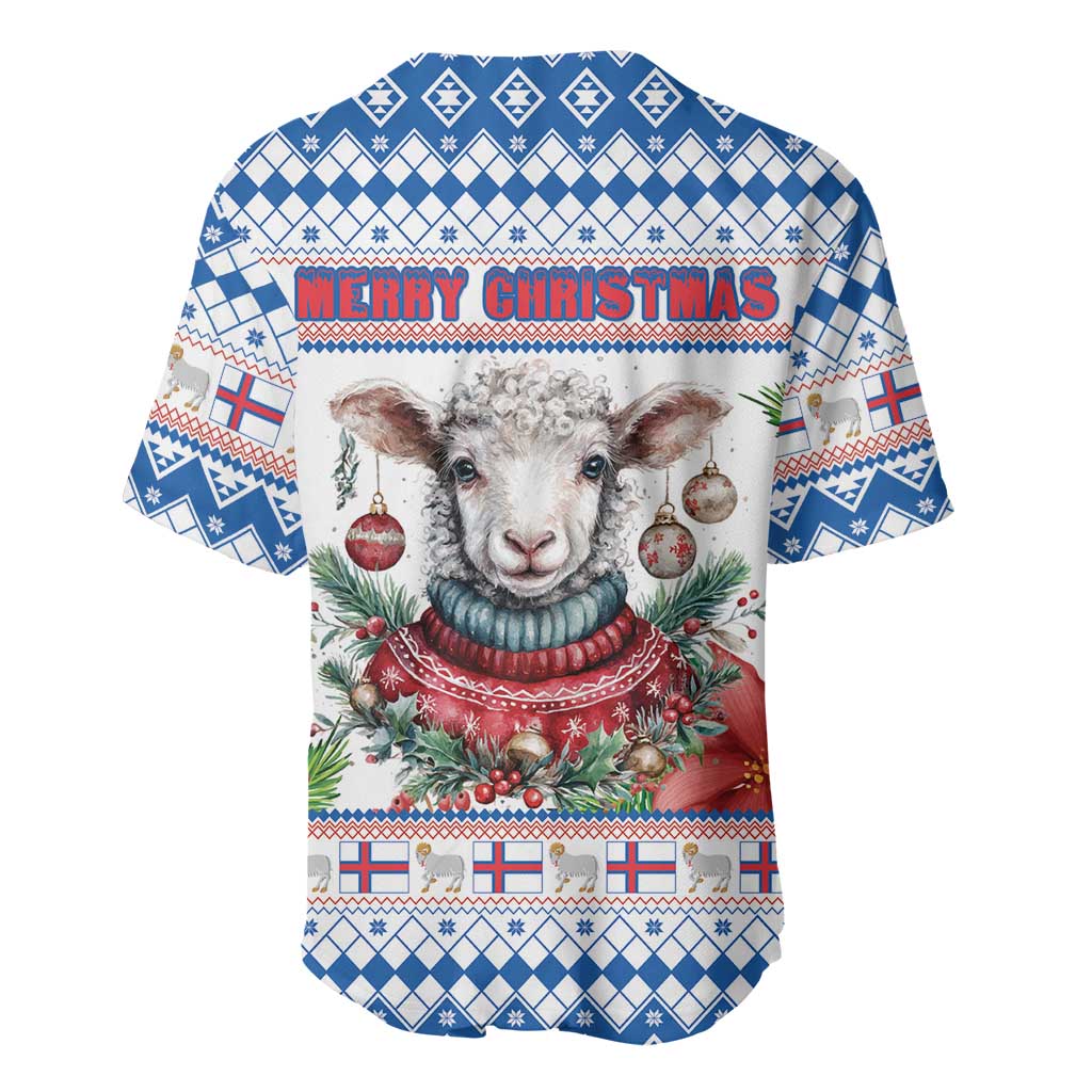 Faroe Islands Christmas Baseball Jersey Cute Faroese Sheep Xmas Patterns - Wonder Print Shop
