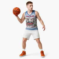 Faroe Islands Christmas Basketball Jersey Cute Faroese Sheep Xmas Patterns - Wonder Print Shop