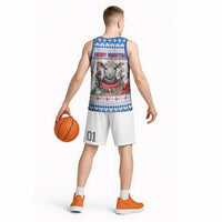 Faroe Islands Christmas Basketball Jersey Cute Faroese Sheep Xmas Patterns - Wonder Print Shop