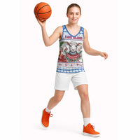 Faroe Islands Christmas Basketball Jersey Cute Faroese Sheep Xmas Patterns - Wonder Print Shop
