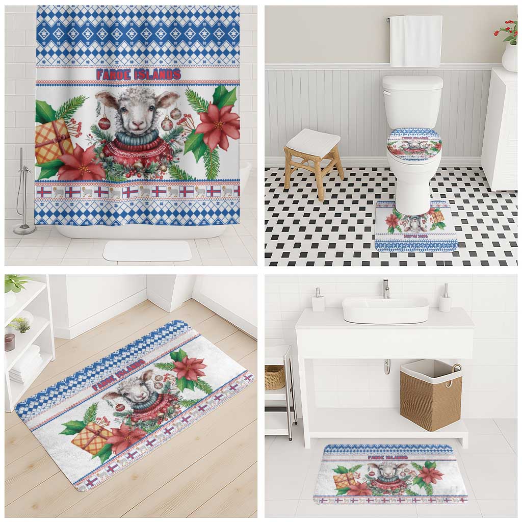 Faroe Islands Christmas Bathroom Set Cute Faroese Sheep Xmas Patterns - Wonder Print Shop