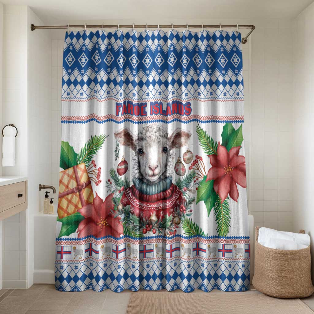Faroe Islands Christmas Bathroom Set Cute Faroese Sheep Xmas Patterns - Wonder Print Shop