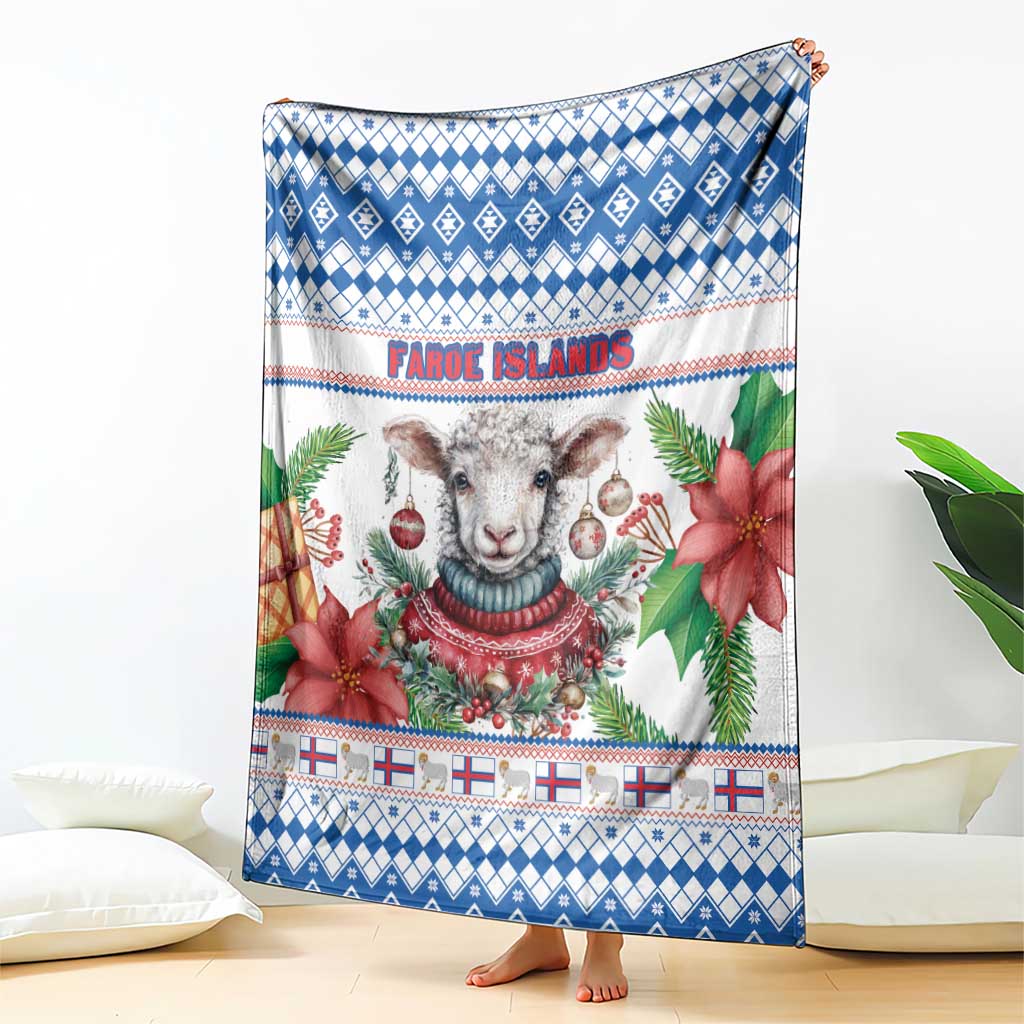 Faroe Islands Christmas Blanket Cute Faroese Sheep Xmas Patterns - Wonder Print Shop