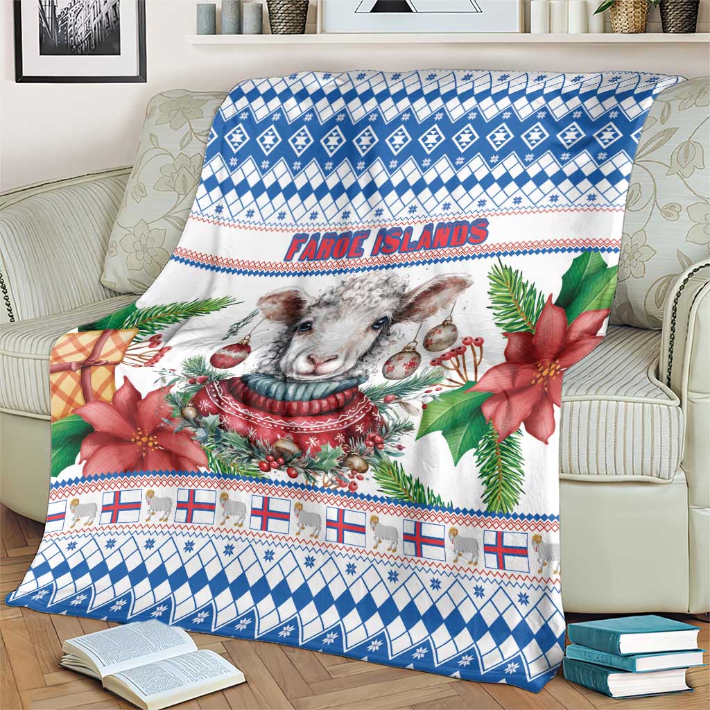 Faroe Islands Christmas Blanket Cute Faroese Sheep Xmas Patterns - Wonder Print Shop