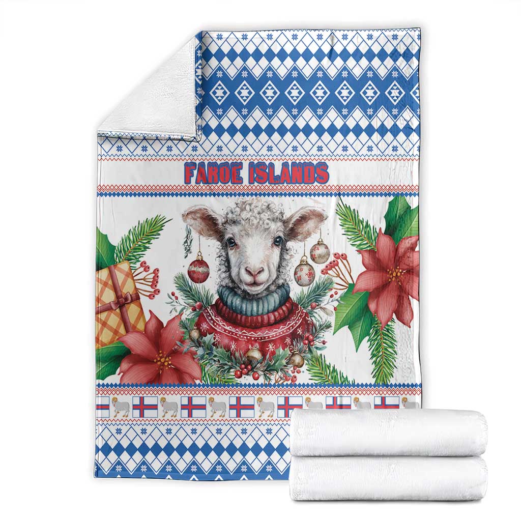 Faroe Islands Christmas Blanket Cute Faroese Sheep Xmas Patterns - Wonder Print Shop