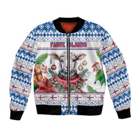 Faroe Islands Christmas Bomber Jacket Cute Faroese Sheep Xmas Patterns - Wonder Print Shop