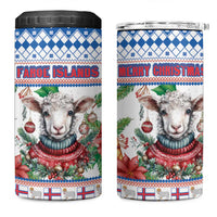 Faroe Islands Christmas 4 in 1 Can Cooler Tumbler Cute Faroese Sheep Xmas Patterns - Wonder Print Shop