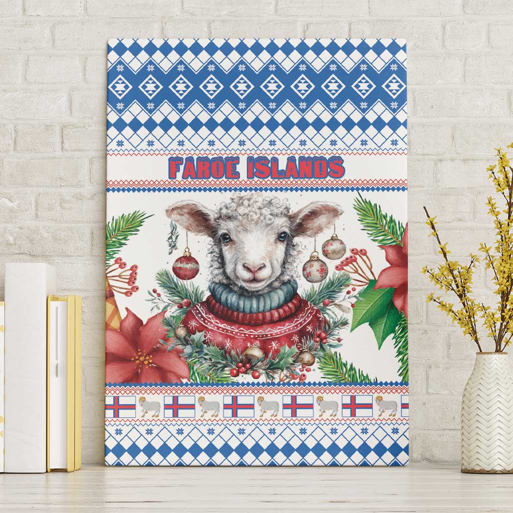 Faroe Islands Christmas Canvas Wall Art Cute Faroese Sheep Xmas Patterns - Wonder Print Shop