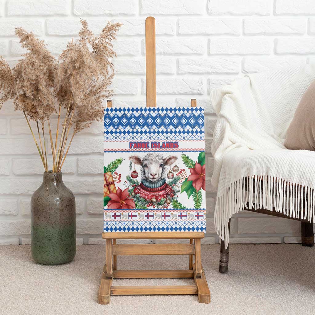 Faroe Islands Christmas Canvas Wall Art Cute Faroese Sheep Xmas Patterns - Wonder Print Shop
