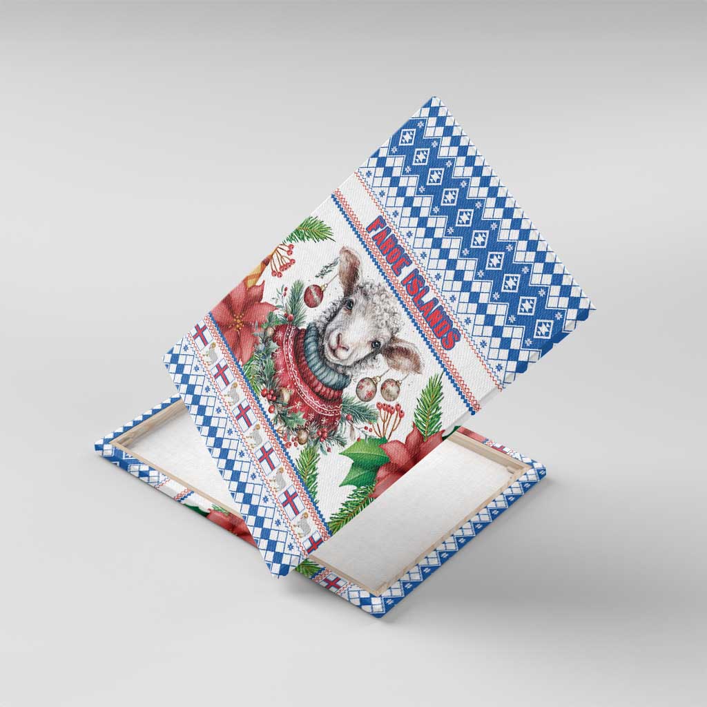 Faroe Islands Christmas Canvas Wall Art Cute Faroese Sheep Xmas Patterns - Wonder Print Shop