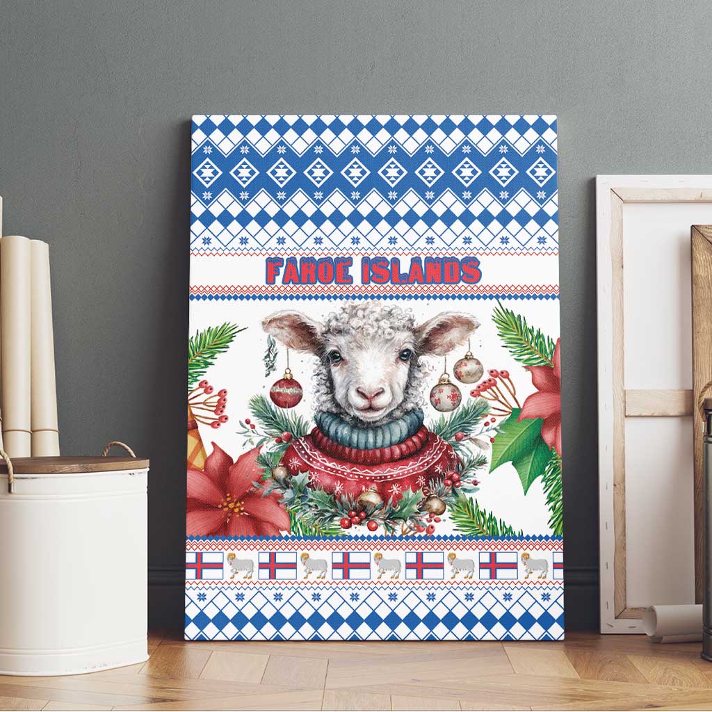 Faroe Islands Christmas Canvas Wall Art Cute Faroese Sheep Xmas Patterns - Wonder Print Shop
