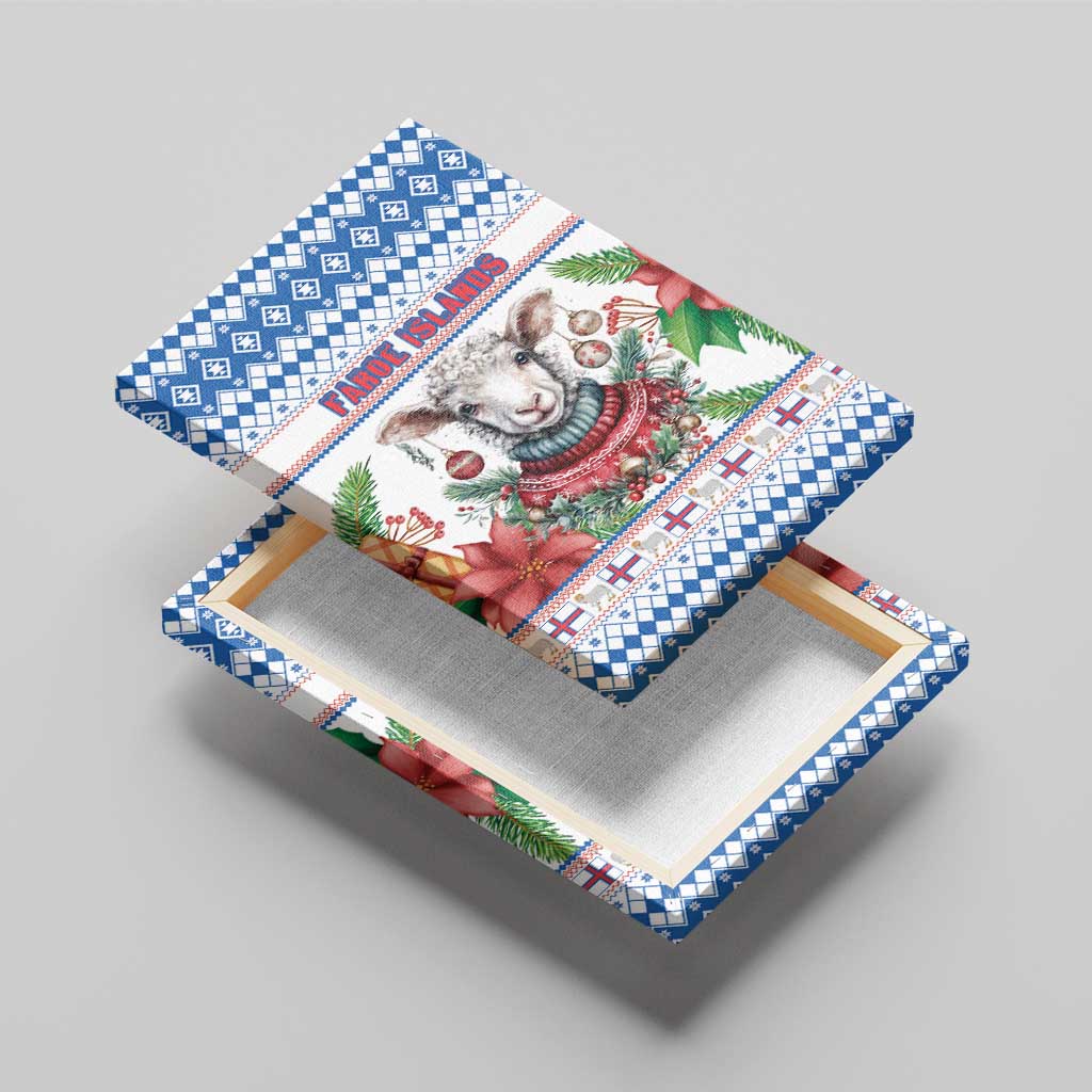 Faroe Islands Christmas Canvas Wall Art Cute Faroese Sheep Xmas Patterns - Wonder Print Shop