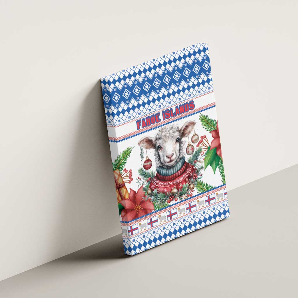 Faroe Islands Christmas Canvas Wall Art Cute Faroese Sheep Xmas Patterns - Wonder Print Shop