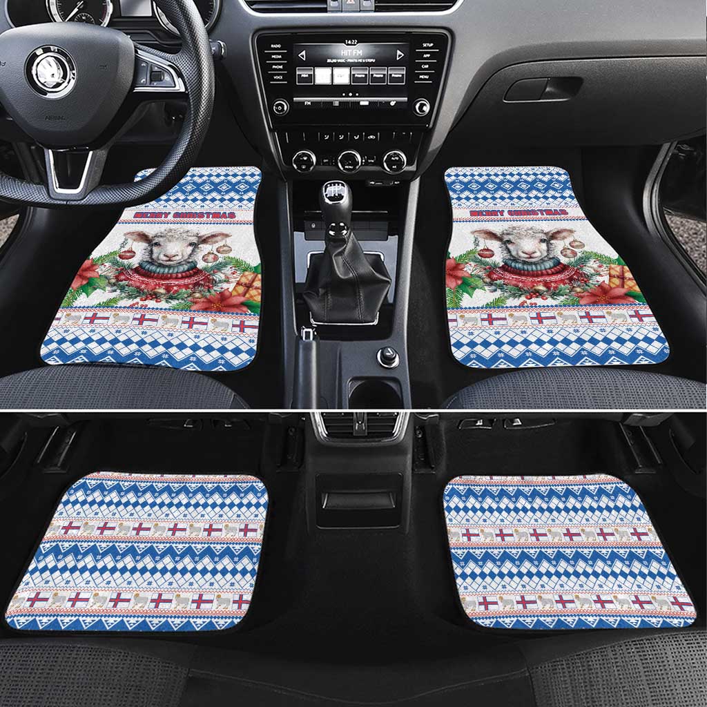 Faroe Islands Christmas Car Mats Cute Faroese Sheep Xmas Patterns - Wonder Print Shop