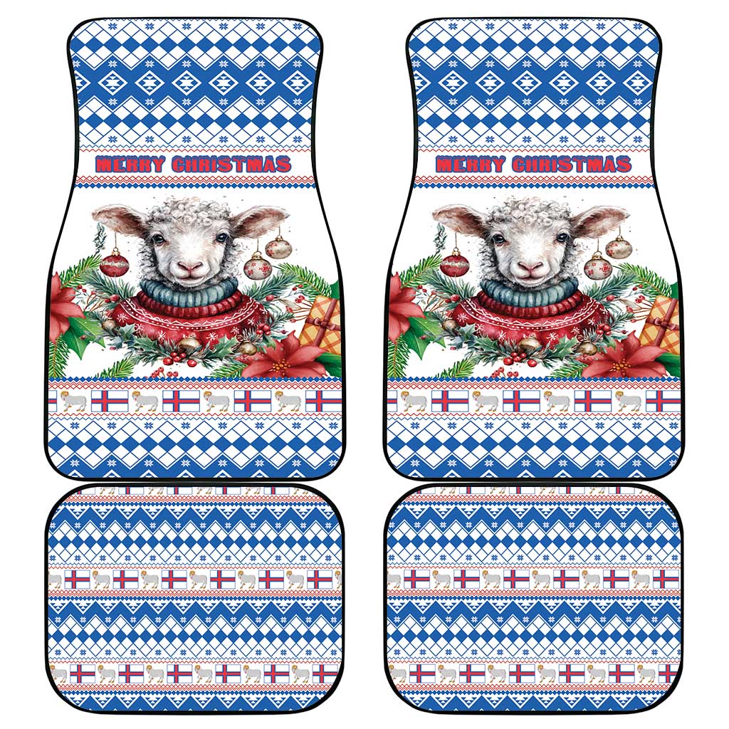 Faroe Islands Christmas Car Mats Cute Faroese Sheep Xmas Patterns - Wonder Print Shop