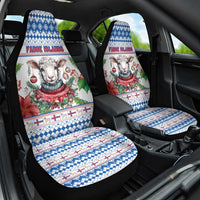 Faroe Islands Christmas Car Seat Cover Cute Faroese Sheep Xmas Patterns - Wonder Print Shop