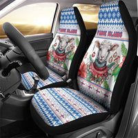 Faroe Islands Christmas Car Seat Cover Cute Faroese Sheep Xmas Patterns - Wonder Print Shop