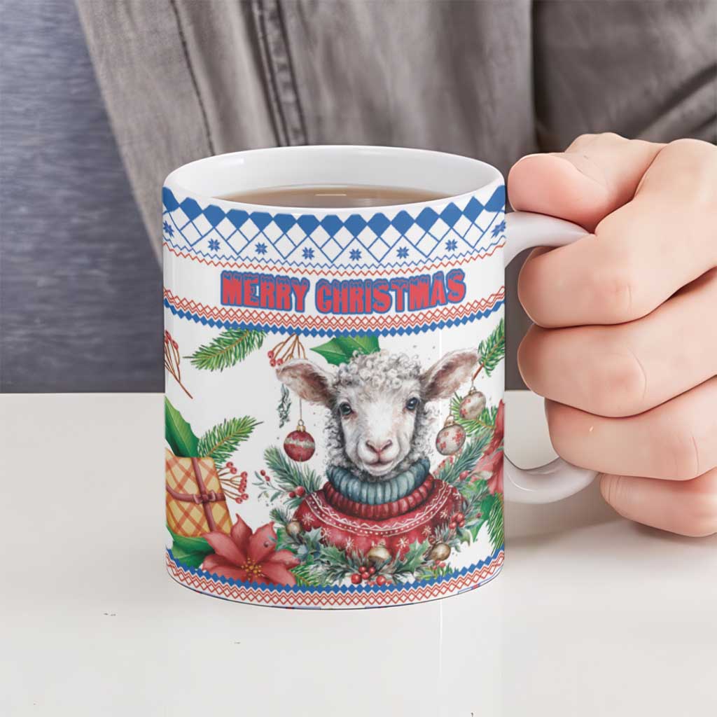 Faroe Islands Christmas Ceramic Mug Cute Faroese Sheep Xmas Patterns - Wonder Print Shop