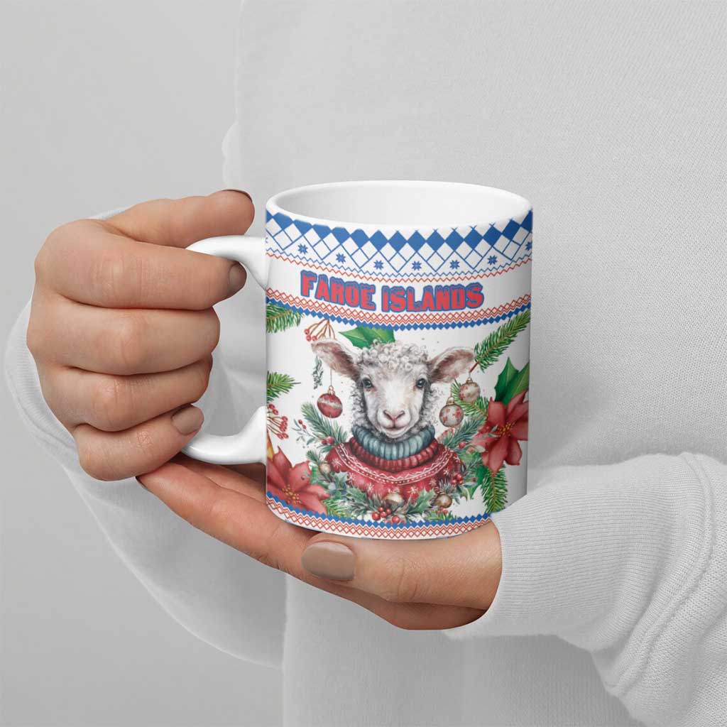 Faroe Islands Christmas Ceramic Mug Cute Faroese Sheep Xmas Patterns - Wonder Print Shop