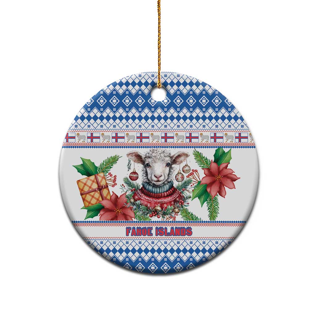 Faroe Islands Christmas Ceramic Ornament Cute Faroese Sheep Xmas Patterns - Wonder Print Shop