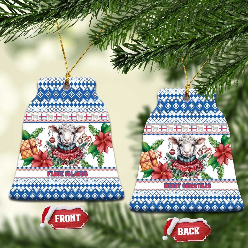 Faroe Islands Christmas Ceramic Ornament Cute Faroese Sheep Xmas Patterns - Wonder Print Shop
