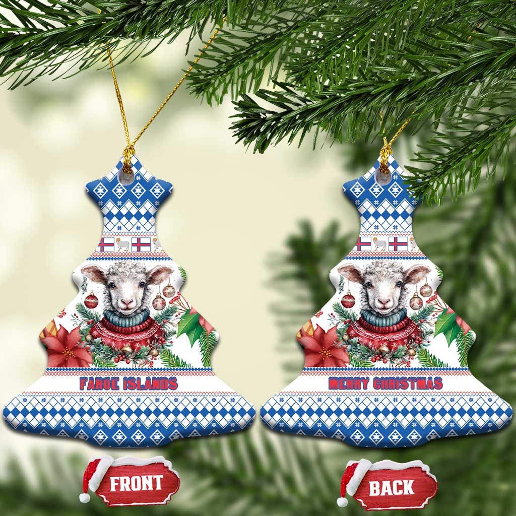 Faroe Islands Christmas Ceramic Ornament Cute Faroese Sheep Xmas Patterns - Wonder Print Shop