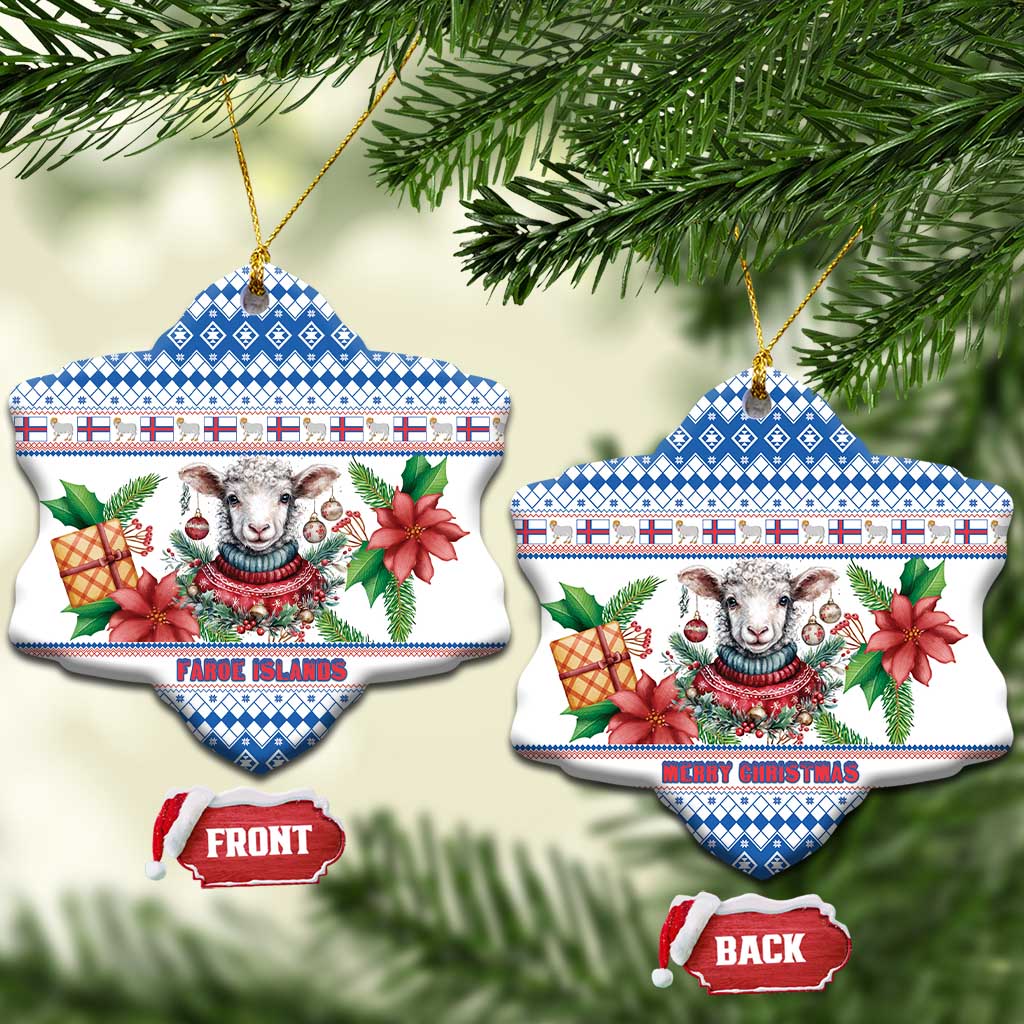 Faroe Islands Christmas Ceramic Ornament Cute Faroese Sheep Xmas Patterns - Wonder Print Shop