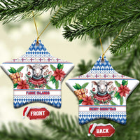Faroe Islands Christmas Ceramic Ornament Cute Faroese Sheep Xmas Patterns - Wonder Print Shop