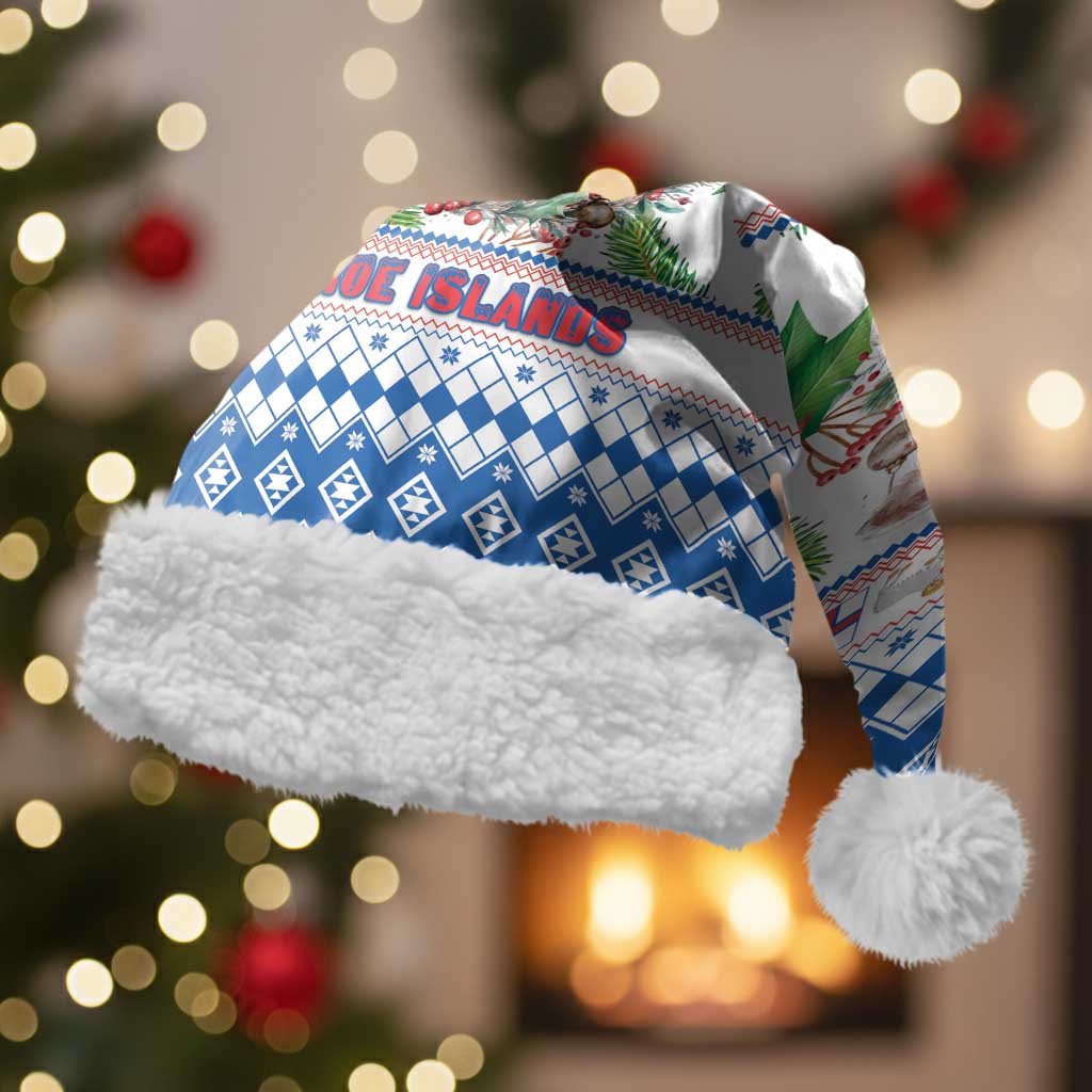 Faroe Islands Christmas Santa Hat Cute Faroese Sheep Xmas Patterns - Wonder Print Shop