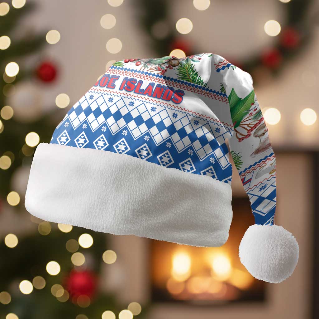 Faroe Islands Christmas Santa Hat Cute Faroese Sheep Xmas Patterns - Wonder Print Shop