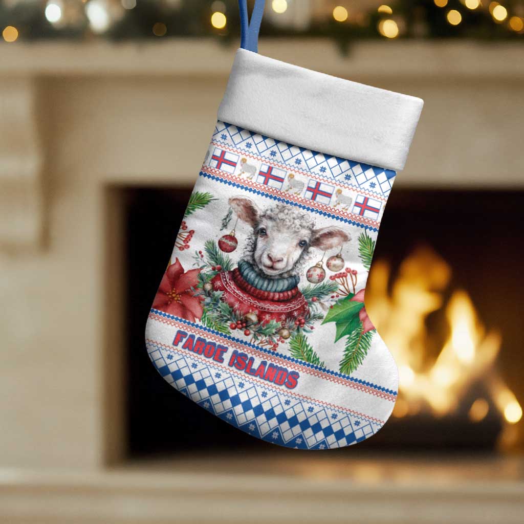 Faroe Islands Christmas Stocking Cute Faroese Sheep Xmas Patterns - Wonder Print Shop