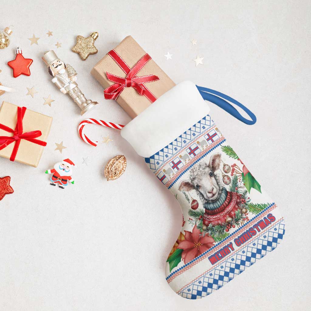 Faroe Islands Christmas Stocking Cute Faroese Sheep Xmas Patterns - Wonder Print Shop