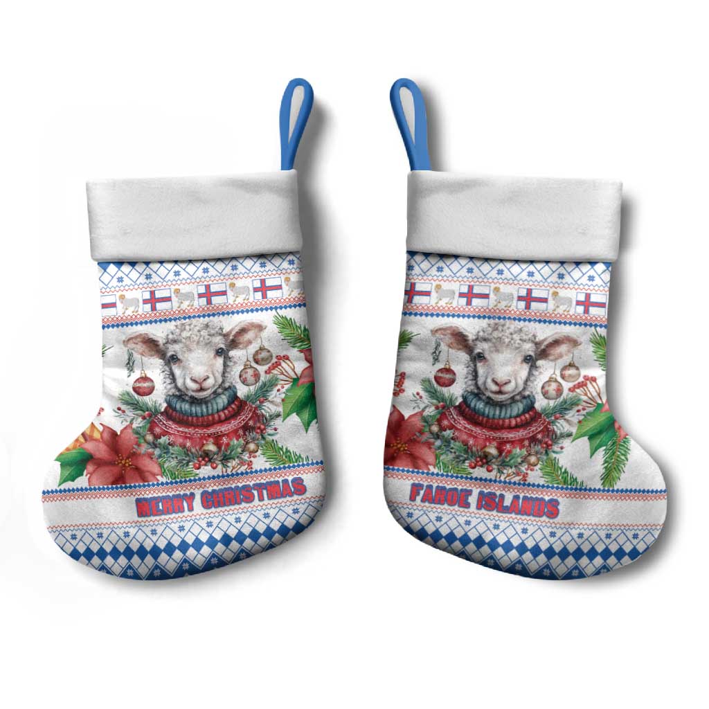 Faroe Islands Christmas Stocking Cute Faroese Sheep Xmas Patterns - Wonder Print Shop