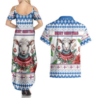 Faroe Islands Christmas Couples Matching Summer Maxi Dress and Hawaiian Shirt Cute Faroese Sheep Xmas Patterns - Wonder Print Shop