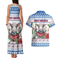 Faroe Islands Christmas Couples Matching Tank Maxi Dress and Hawaiian Shirt Cute Faroese Sheep Xmas Patterns - Wonder Print Shop