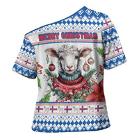 Faroe Islands Christmas Cross Shoulder Shirt Cute Faroese Sheep Xmas Patterns - Wonder Print Shop