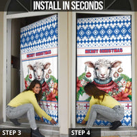 Faroe Islands Christmas Door Cover Cute Faroese Sheep Xmas Patterns - Wonder Print Shop