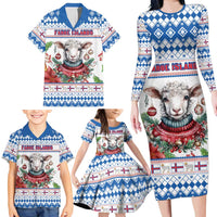 Faroe Islands Christmas Family Matching Long Sleeve Bodycon Dress and Hawaiian Shirt Cute Faroese Sheep Xmas Patterns - Wonder Print Shop