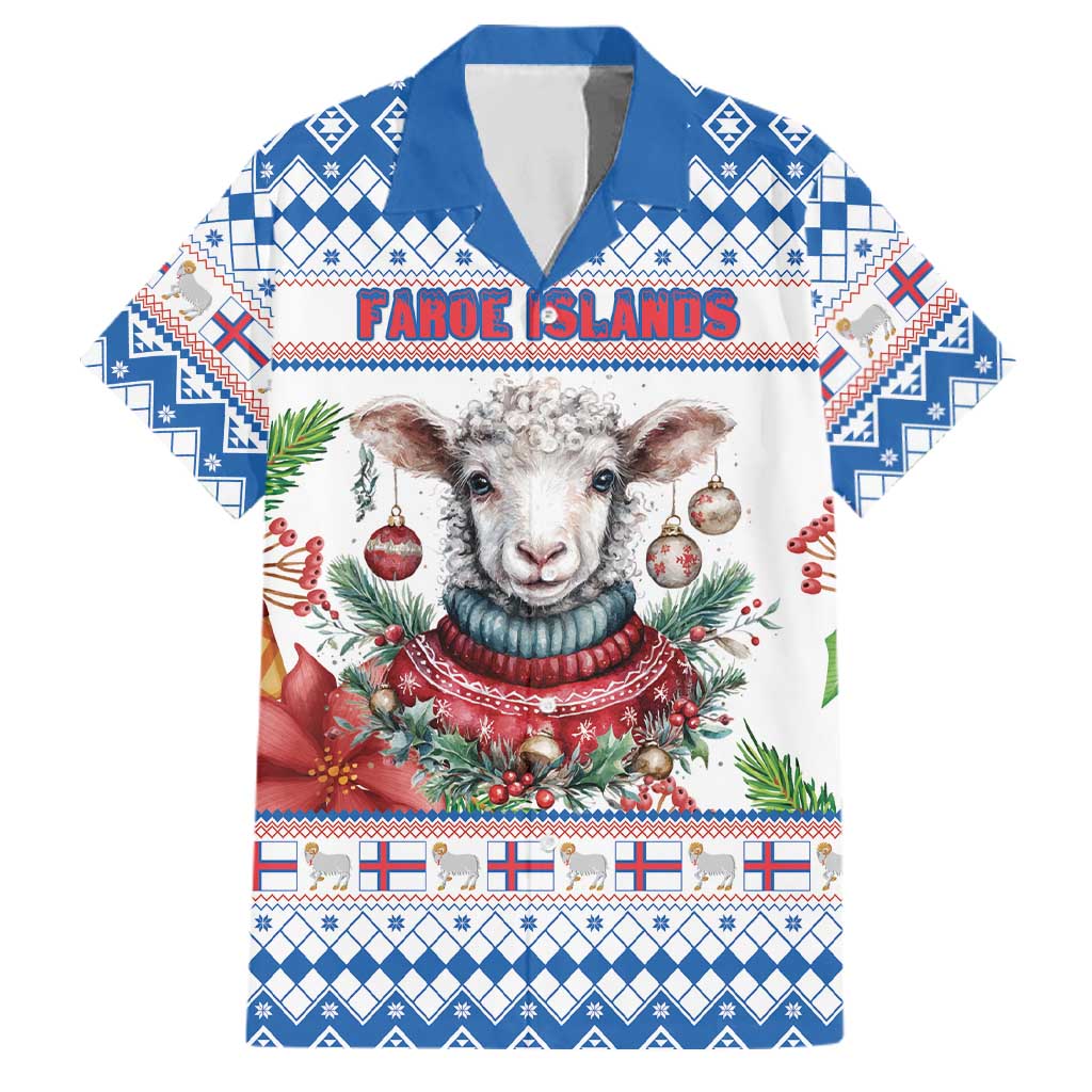 Faroe Islands Christmas Family Matching Mermaid Dress and Hawaiian Shirt Cute Faroese Sheep Xmas Patterns - Wonder Print Shop