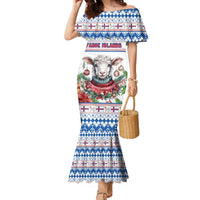 Faroe Islands Christmas Family Matching Mermaid Dress and Hawaiian Shirt Cute Faroese Sheep Xmas Patterns - Wonder Print Shop