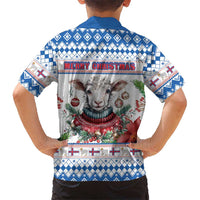 Faroe Islands Christmas Family Matching Off The Shoulder Long Sleeve Dress and Hawaiian Shirt Cute Faroese Sheep Xmas Patterns - Wonder Print Shop