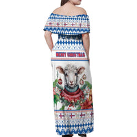 Faroe Islands Christmas Family Matching Off Shoulder Maxi Dress and Hawaiian Shirt Cute Faroese Sheep Xmas Patterns - Wonder Print Shop