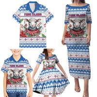 Faroe Islands Christmas Family Matching Puletasi and Hawaiian Shirt Cute Faroese Sheep Xmas Patterns - Wonder Print Shop