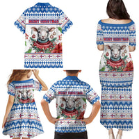Faroe Islands Christmas Family Matching Puletasi and Hawaiian Shirt Cute Faroese Sheep Xmas Patterns - Wonder Print Shop