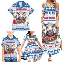 Faroe Islands Christmas Family Matching Summer Maxi Dress and Hawaiian Shirt Cute Faroese Sheep Xmas Patterns - Wonder Print Shop